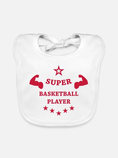 Basketball - Basket Ball - Game - Sport - Player - Bavoir bio Bébé - blanc - Devant