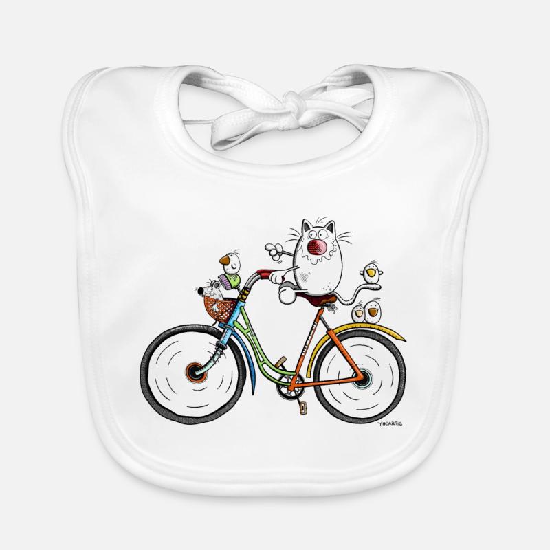 Chat à vélo - Bavoir bio Bébé - blanc