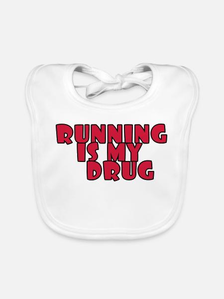 Course à Pied / Running / Jogging / Coureur - Bavoir bio Bébé - blanc - Devant