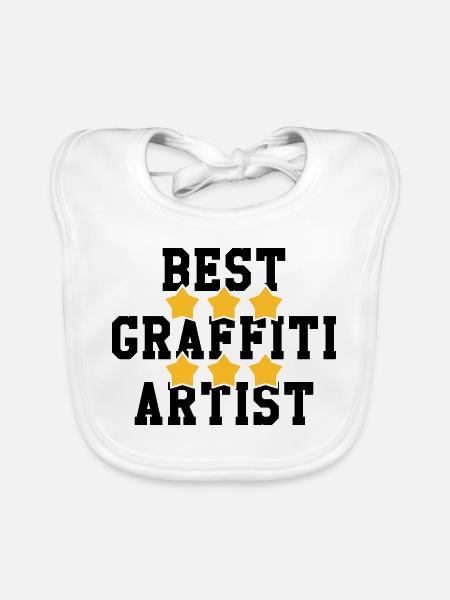 Graffiti / Tag / Writer / Street Art - Baby Bio-Lätzchen - Weiß - Vorne