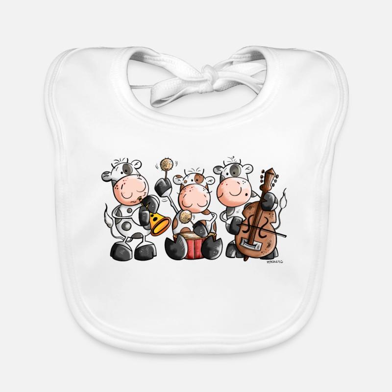 Vaches musicales - Bavoir bio Bébé - blanc