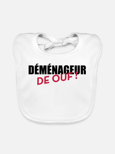 Déménageur / Déménagement / Déménager / Camion - Bavoir bio Bébé - blanc - Devant