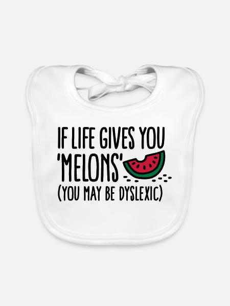 If live gives you melons, you may be dyslexic - Organic Baby Bibs - white - Front