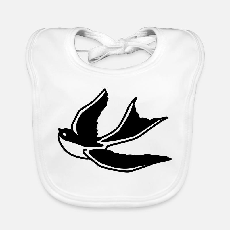 Swallow – Elegant bird in flight as a silhouette Organic Baby Bibs