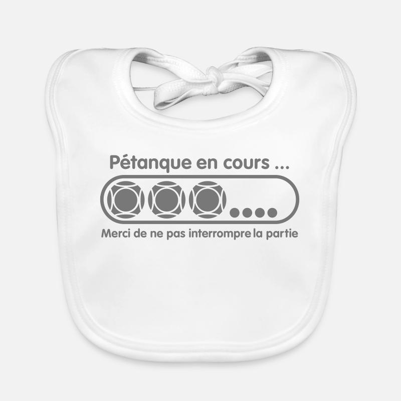 Pétanque en cours - Bavoir bio Bébé - blanc
