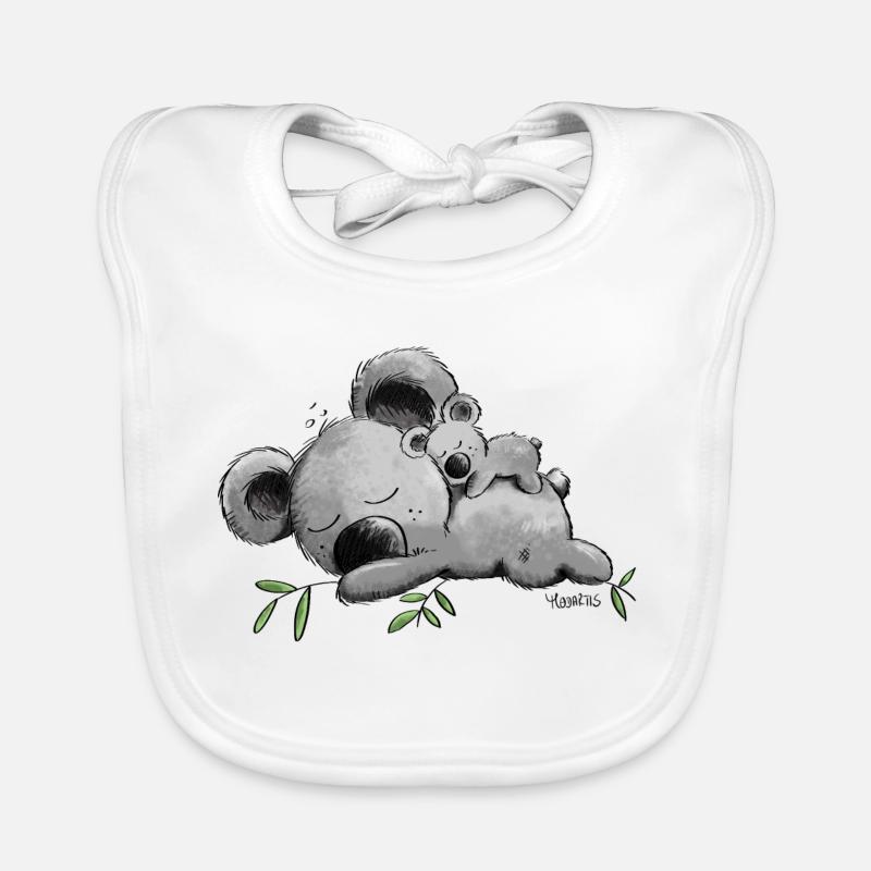 Koala mit Baby - Baby Bio-Lätzchen - Weiß