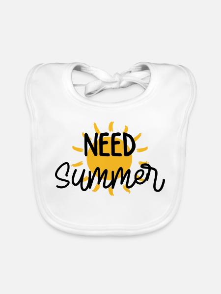 Need Summer / Sonne / Eté / Holidays / Sun / Beach - Organic Baby Bibs - white - Front