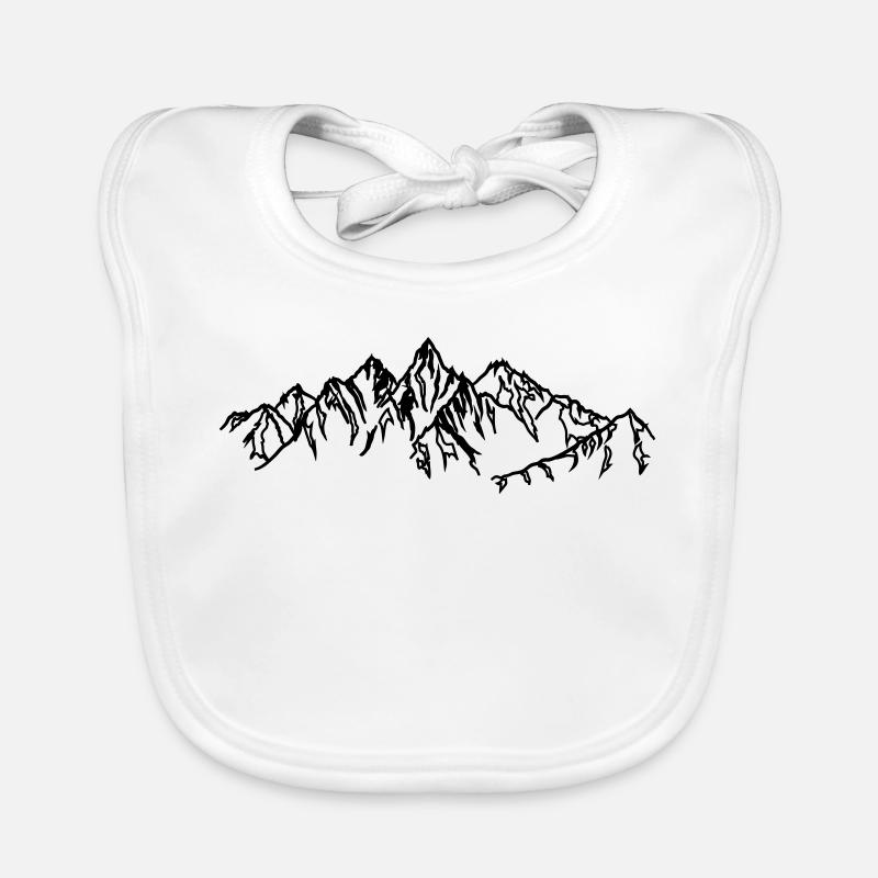 Montagnes Silhouettes noires dans le brouillard Bavoir bio Bébé