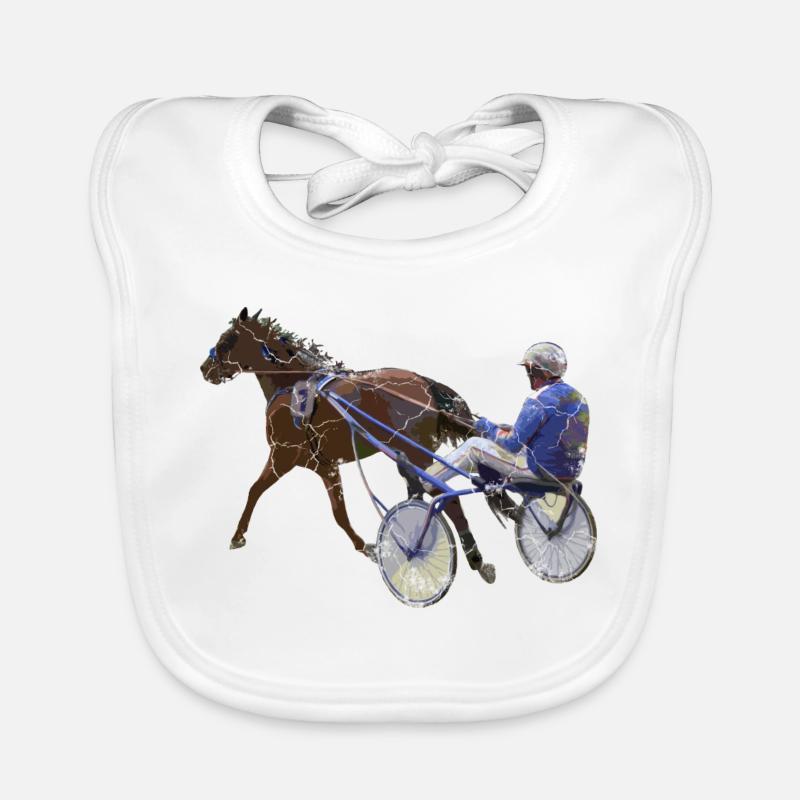 Cadeau de course de chevaux de course au trot - Bavoir bio Bébé - blanc