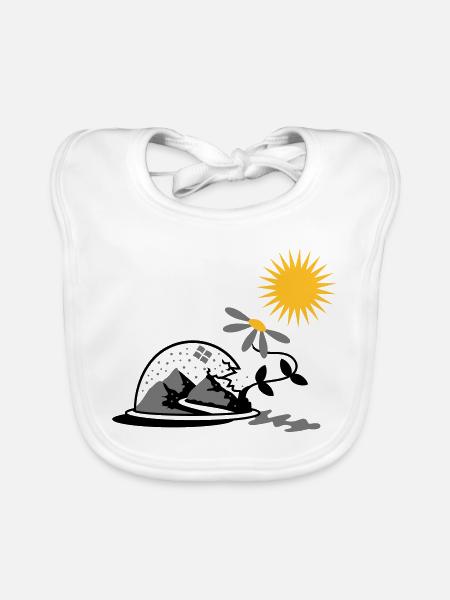 Boule à neige avec tournesol et soleil - Bavoir bio Bébé - blanc - Devant