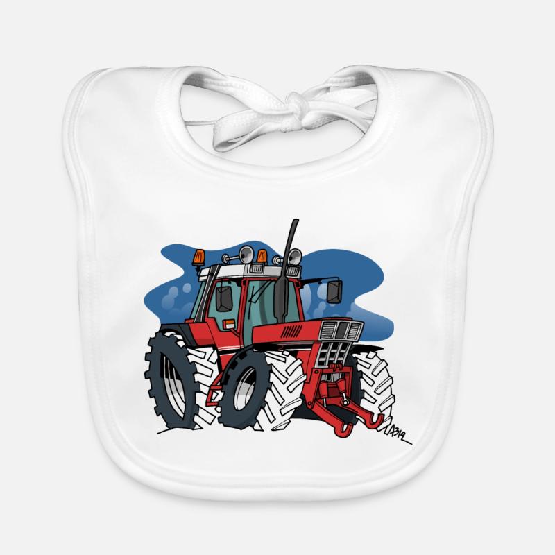 0871 IH tracteur - Bavoir bio Bébé - blanc