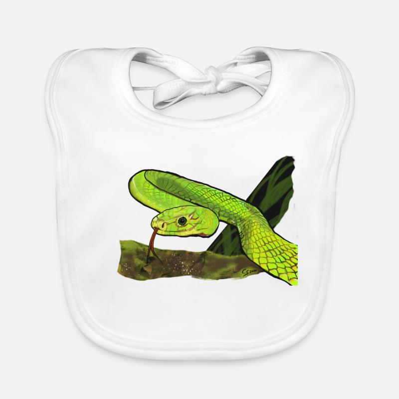 Serpent vert brillant dans la jungle Bavoir bio Bébé