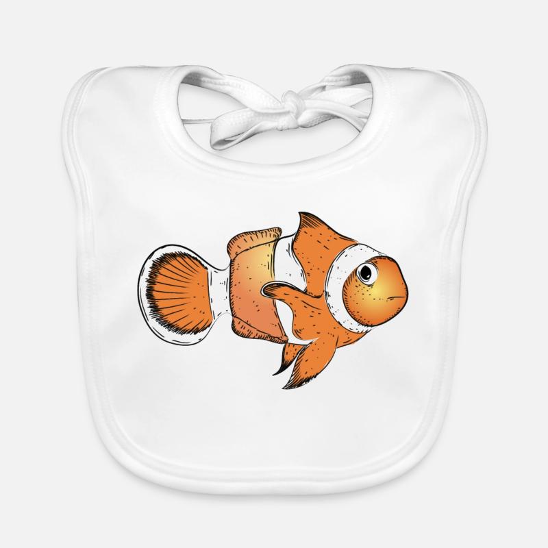 drawn clownfish in bright orange Organic Baby Bibs