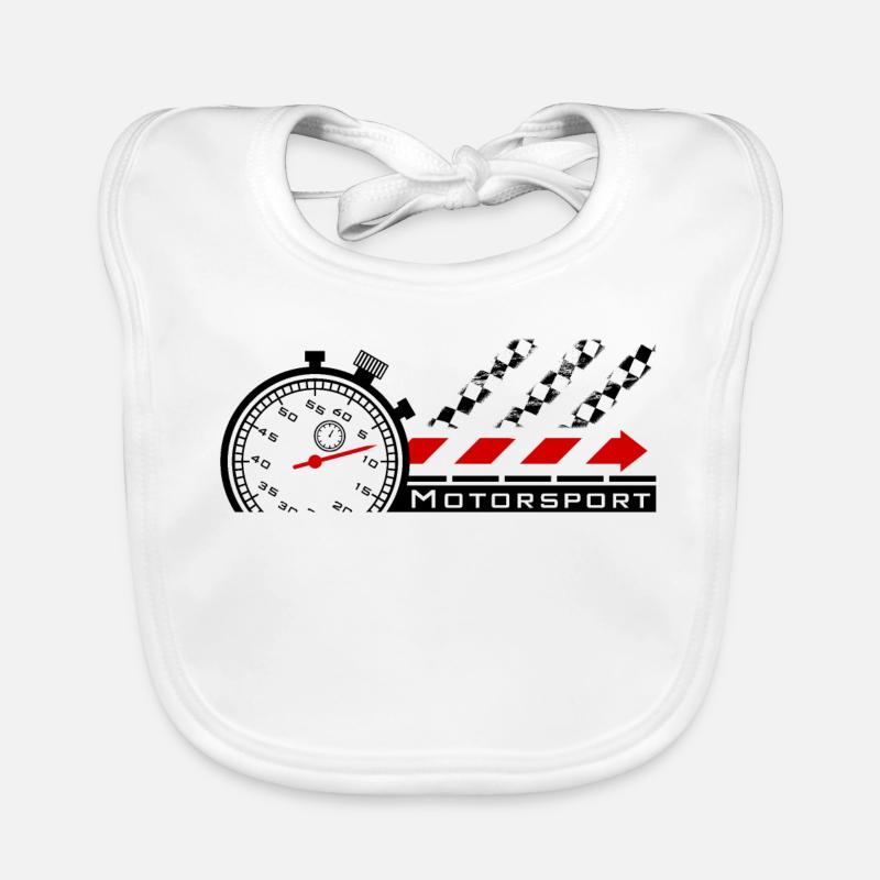 Chronomètre de sport automobile - Bavoir bio Bébé - blanc