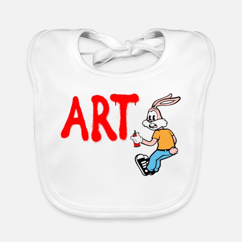 Serge Le Lapin graffeur - Bavoir bio Bébé - blanc
