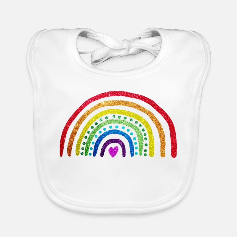Rainbow Glitter Organic Baby Bibs