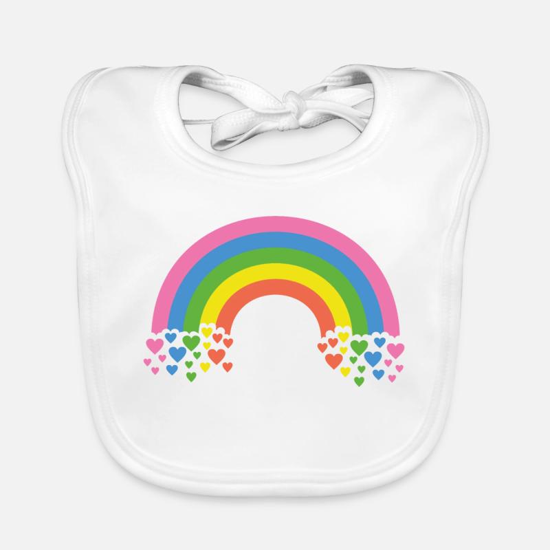 Rainbow with hearts Organic Baby Bibs