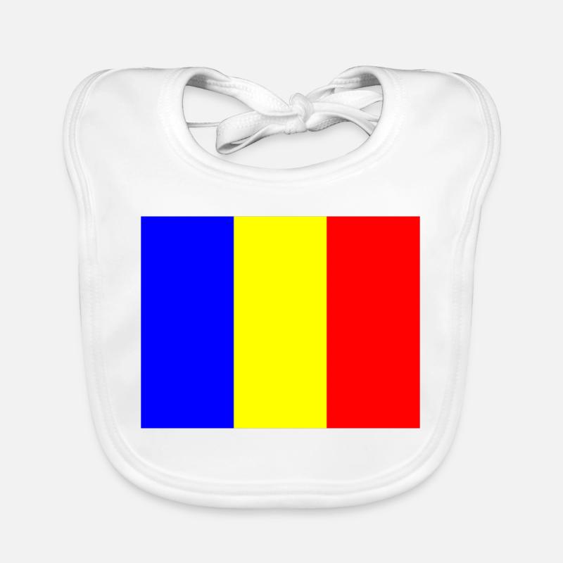 Flag Romania with color bar design Organic Baby Bibs
