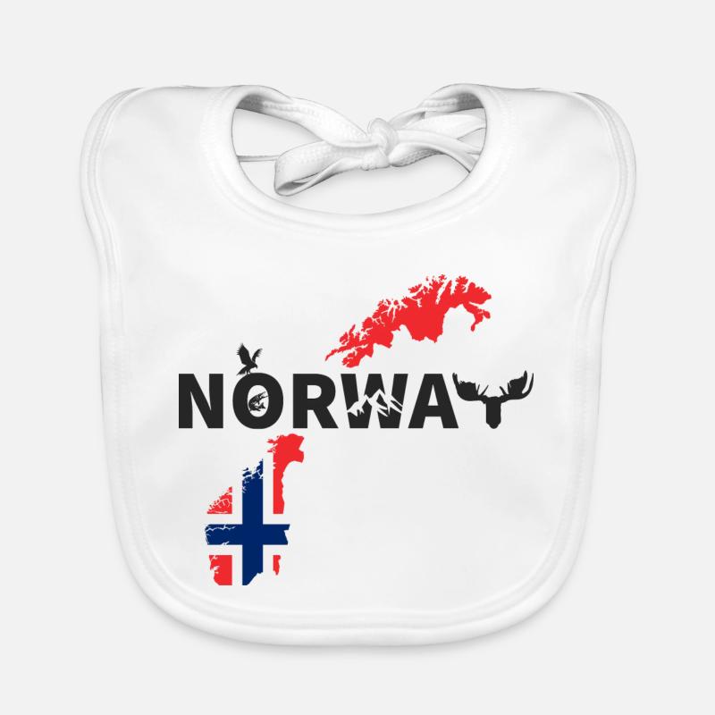 Norway map with flag and moose Organic Baby Bibs