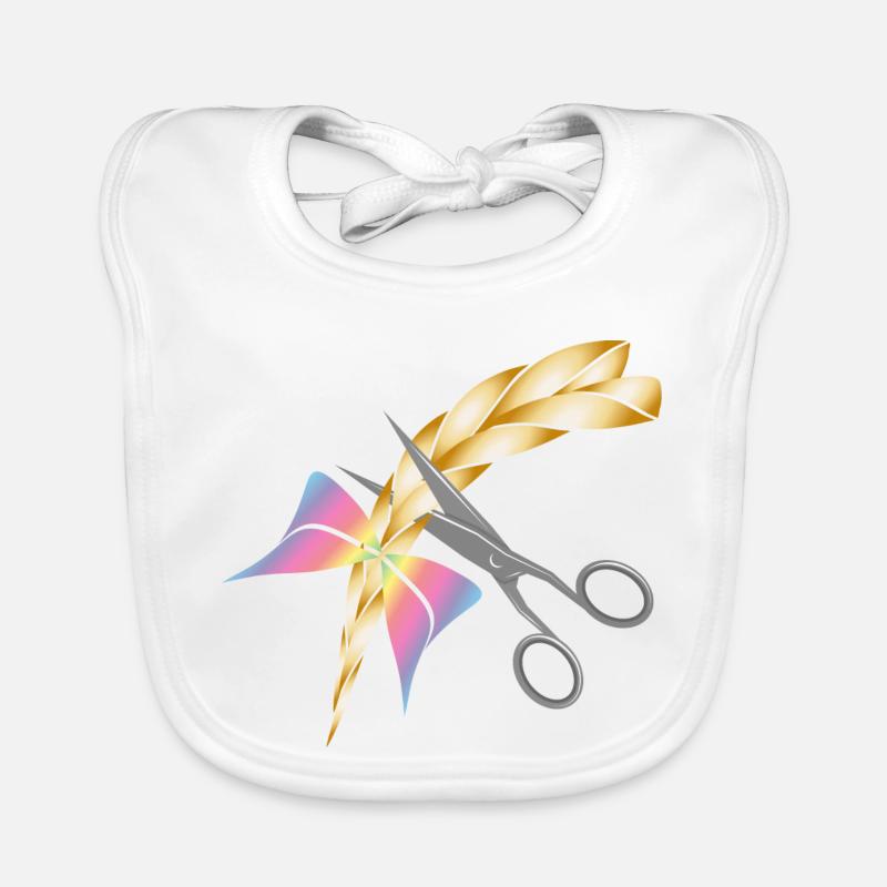 Scissors cut a blonde braid Organic Baby Bibs