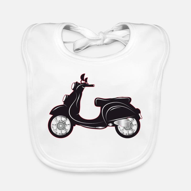 A black scooter with a colored edge Organic Baby Bibs