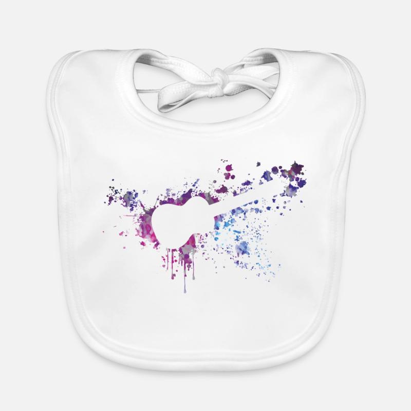 ukulélé splash - Bavoir bio Bébé - blanc
