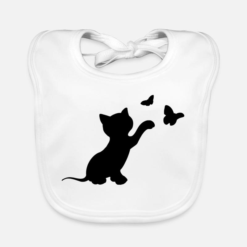 chat - Bavoir bio Bébé - blanc