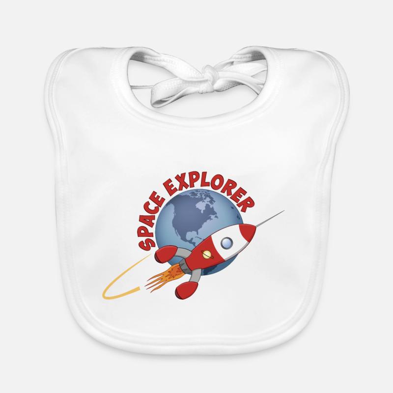 Explorateur de l’espace, la fusée et la terre. - Bavoir bio Bébé - blanc