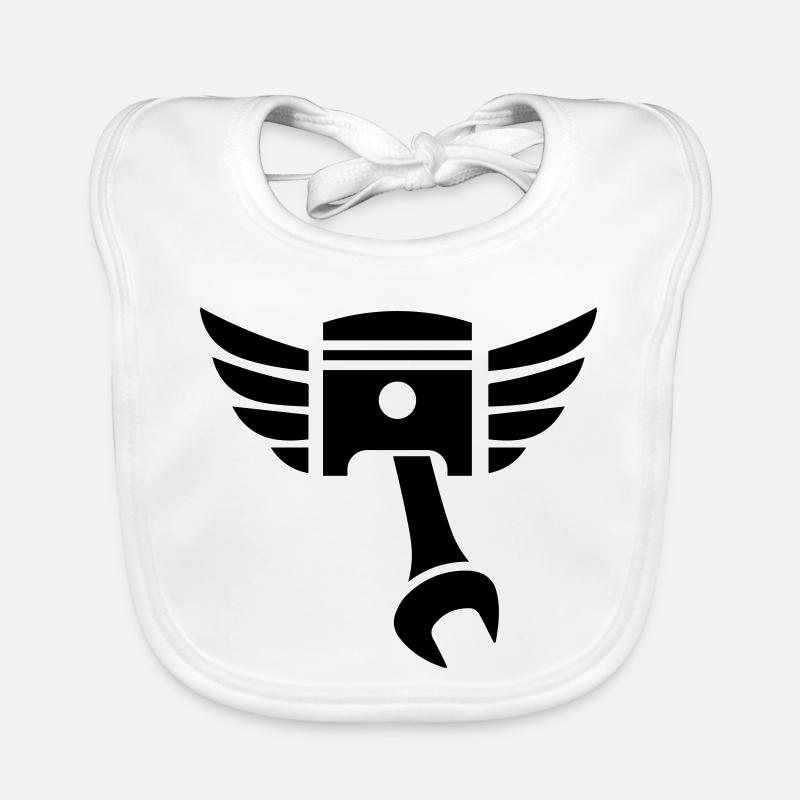 Piston key emblem with wings Organic Baby Bibs