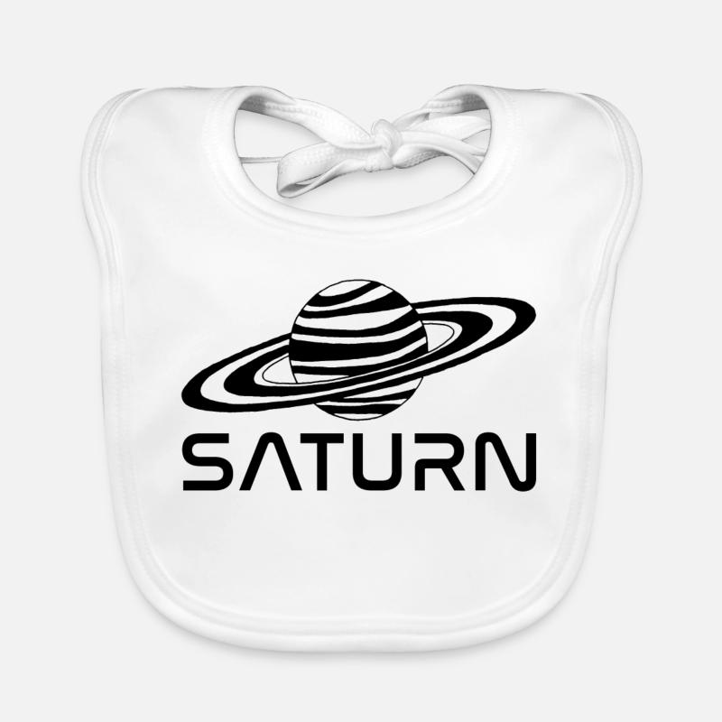 Black saturn planet Organic Baby Bibs