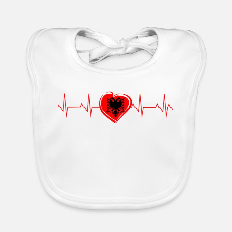 Albanien Herz EKG Herschlag Herzfrequenz Geschenk Baby Bio-Lätzchen