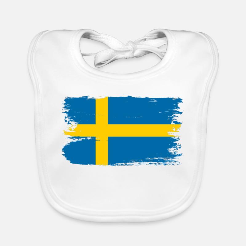 Sweden Flag Brush Tee Organic Baby Bibs
