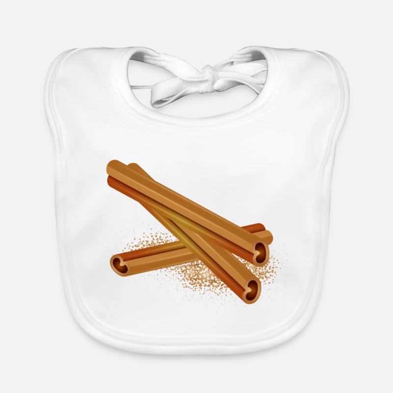 Three nice cinnamon sticks with cinnamon powder Organic Baby Bibs