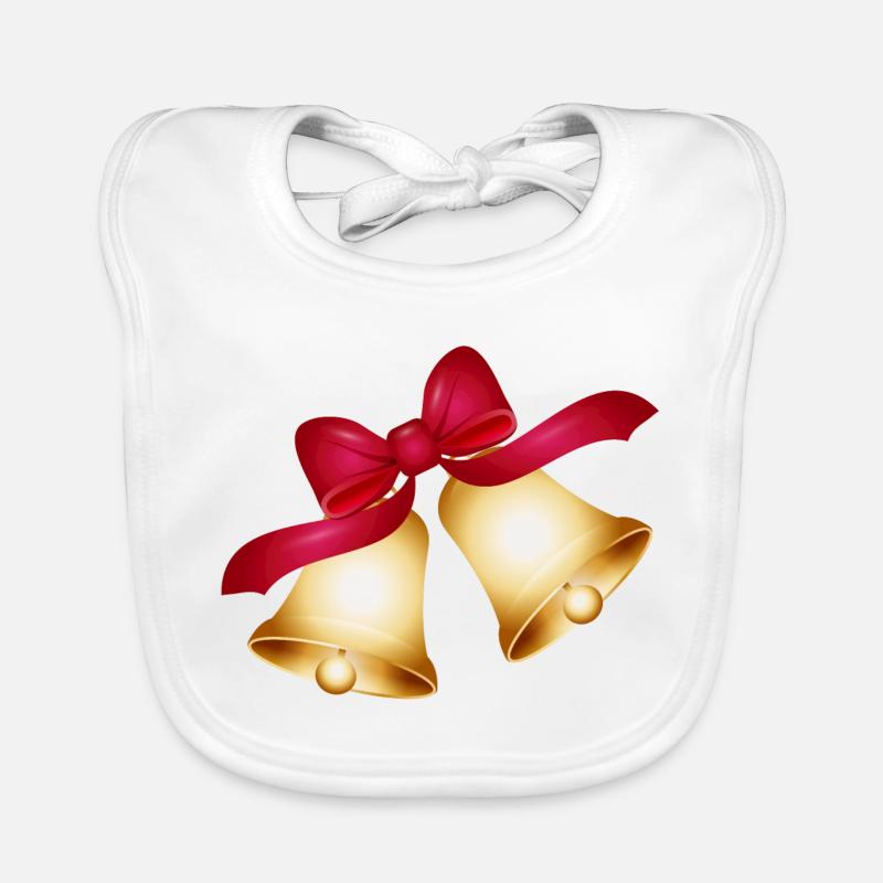 two golden bells with a large red bow Organic Baby Bibs