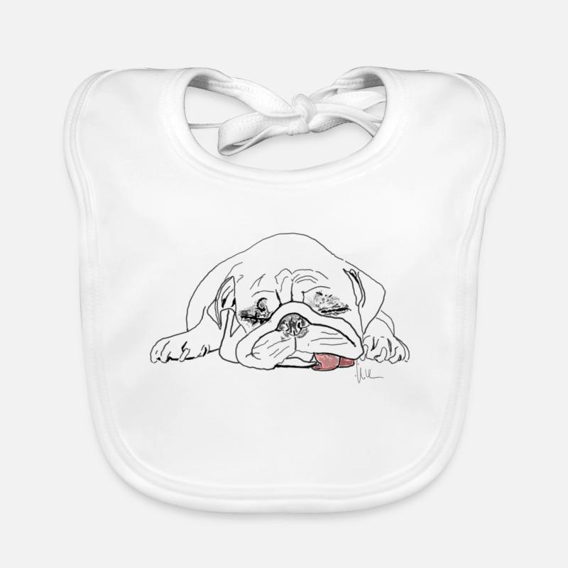 Mops - Baby Bio-Lätzchen - Weiß