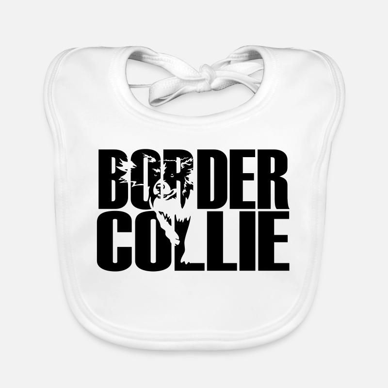 Border Collie - Bavoir bio Bébé - blanc