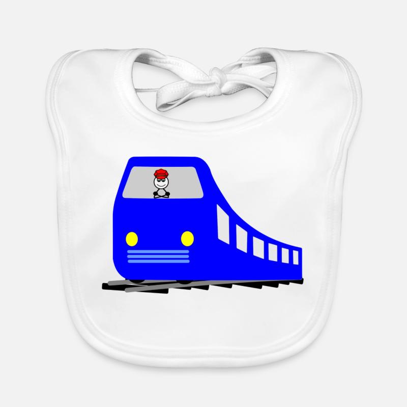 Train or metro on the rails with driver Organic Baby Bibs