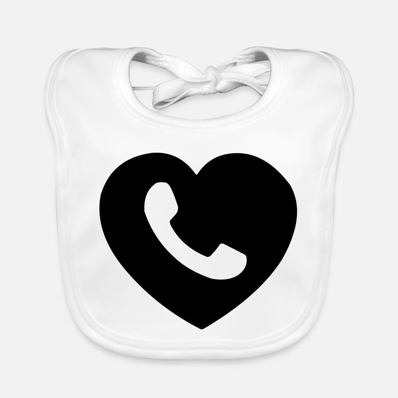 Herz oder Herz mit Telefon ausgeschnittenen Schatten Baby Bio-Lätzchen