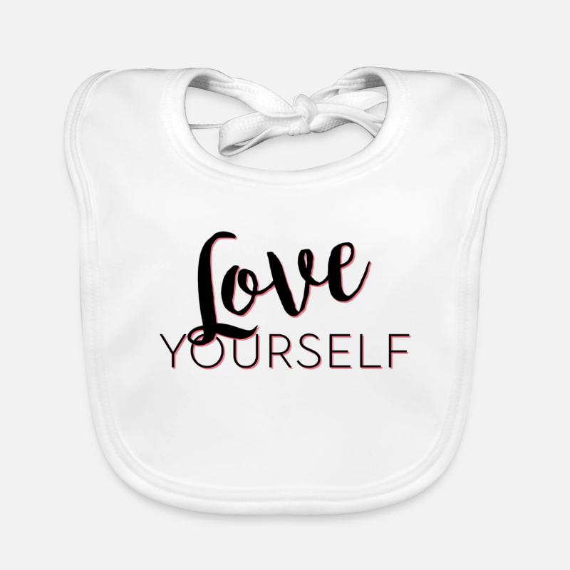 Love Yourself -Schriftzug Pascal Voggenhuber - Baby Bio-Lätzchen - Weiß
