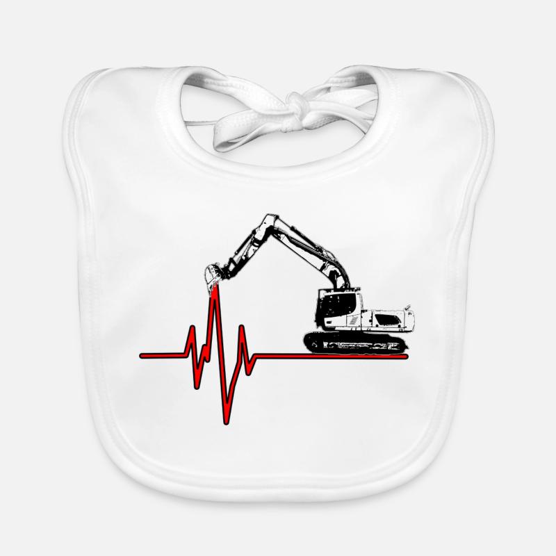 Excavator pulse new Organic Baby Bibs