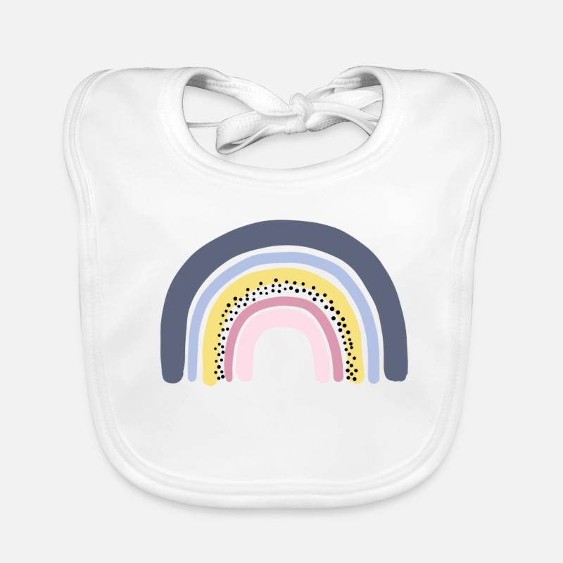 Regenbogen pastell - Baby Bio-Lätzchen - Weiß