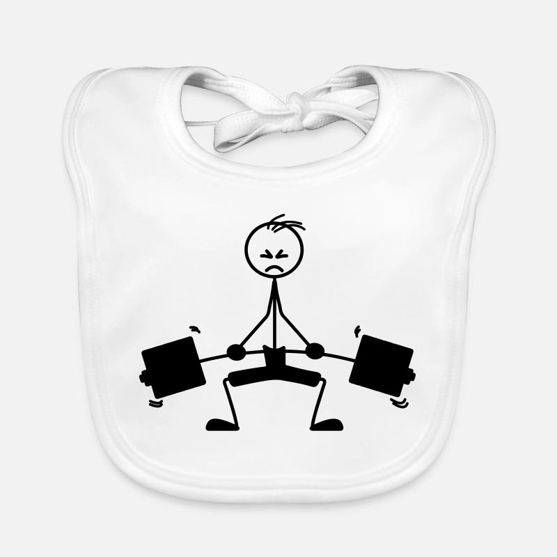 Weight training weight lifts logo, emblem Organic Baby Bibs