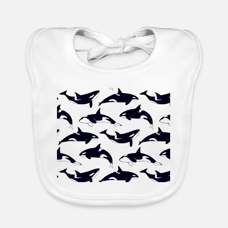 Black and white orca pattern pattern Organic Baby Bibs