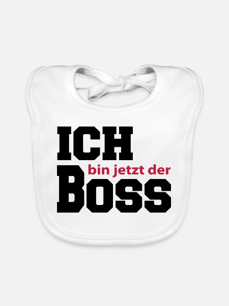 Baby Kinder Ich bin der Boss Chef - Baby Bio-Lätzchen - Weiß - Vorne