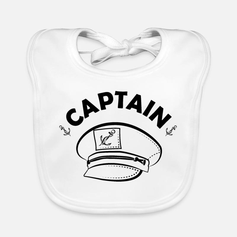 Capitaine Cap Ancre Bateau Bateau Icône Icône Équipe - Bavoir bio Bébé - blanc