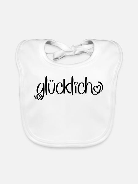 glücklich - Baby Bio-Lätzchen - Weiß - Vorne