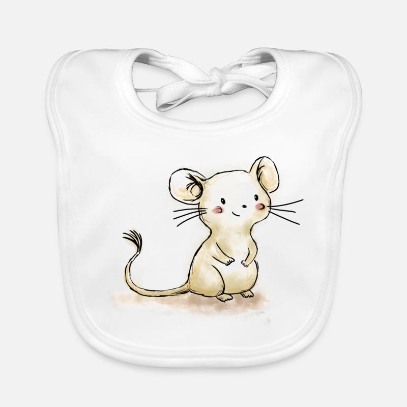 Doux dessin de souris mignon anniversaire 1. Bavoir bio Bébé