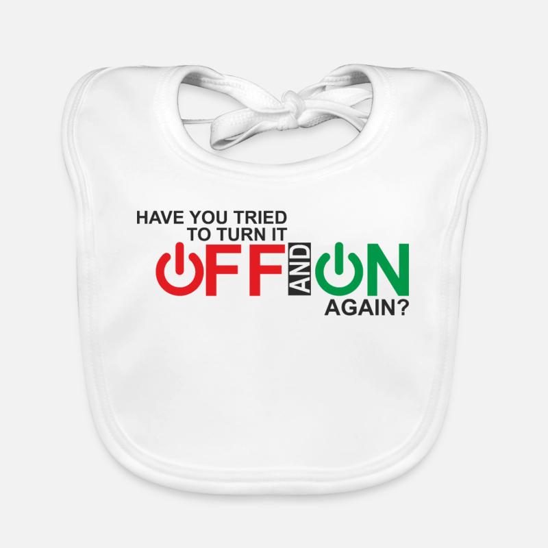 Vibrant Power Button Typography Design Organic Baby Bibs