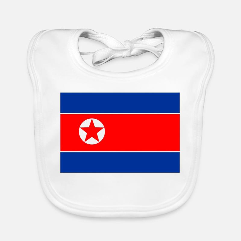 Drapeau du logo de la Corée du Nord Drapeau nord-coréen Bavoir bio Bébé