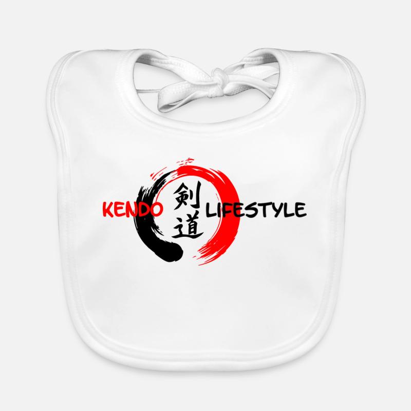 Kendo Japanese script in enso zen circle Organic Baby Bibs